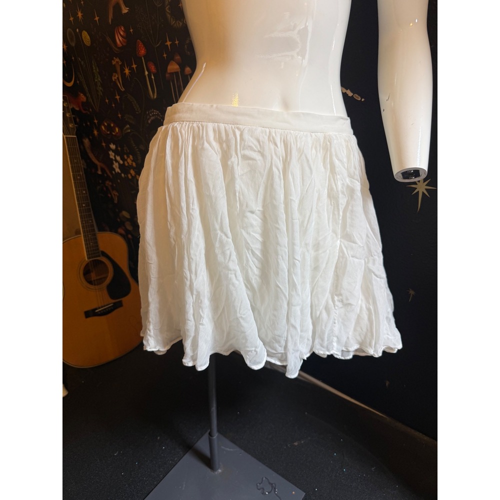 Polo Ralph Lauren White Crinkle Gauze Mini Skirt Size 6 Tiered Petal Hem